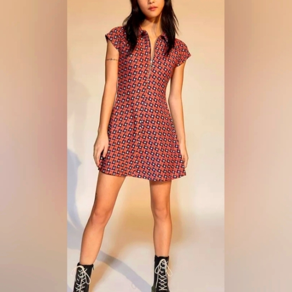 Uban Outfitters Arlo Mini Zip Up Dress